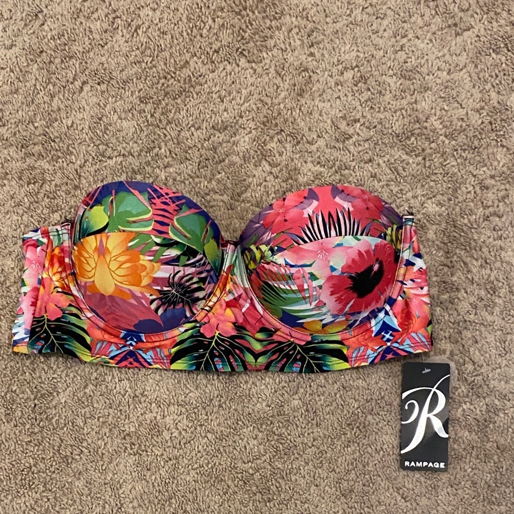 NWT Rampage Multicolor Tropical Bikini Top XL